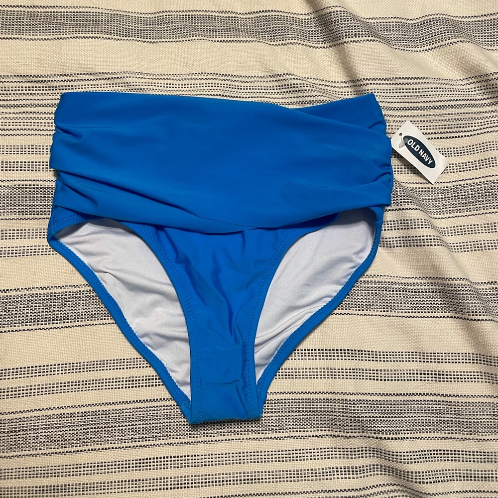 Light blue, high-waisted bikini bottoms - Size S